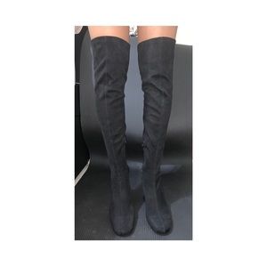 ZARA black suede knee high boots.